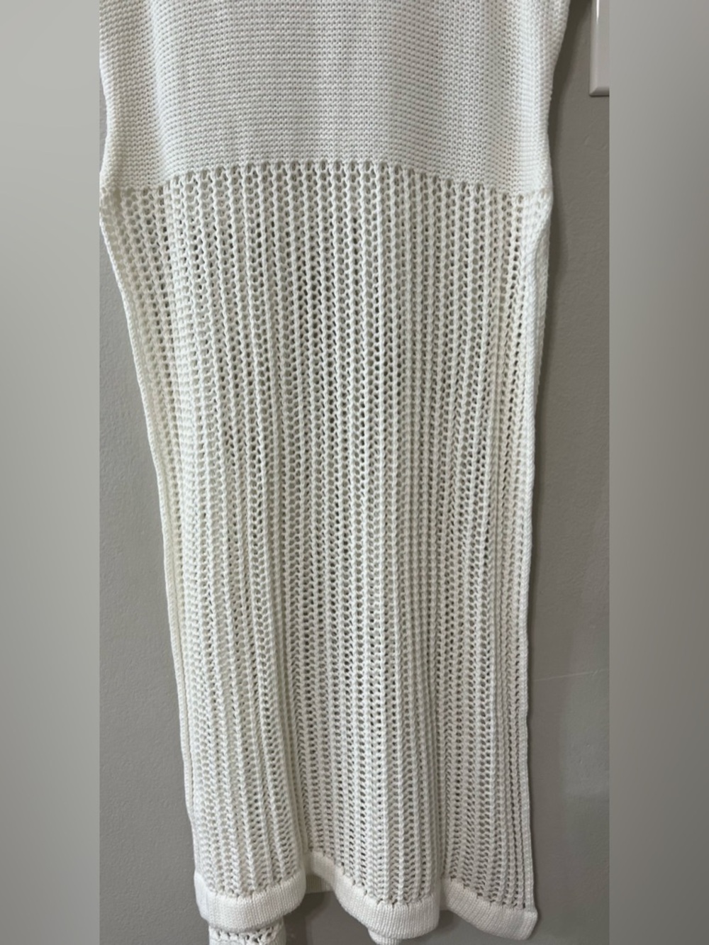 Free People White Crochet Midi Dress Cover Up Side Slit Boho Beach Size L - Picture 6 of 13